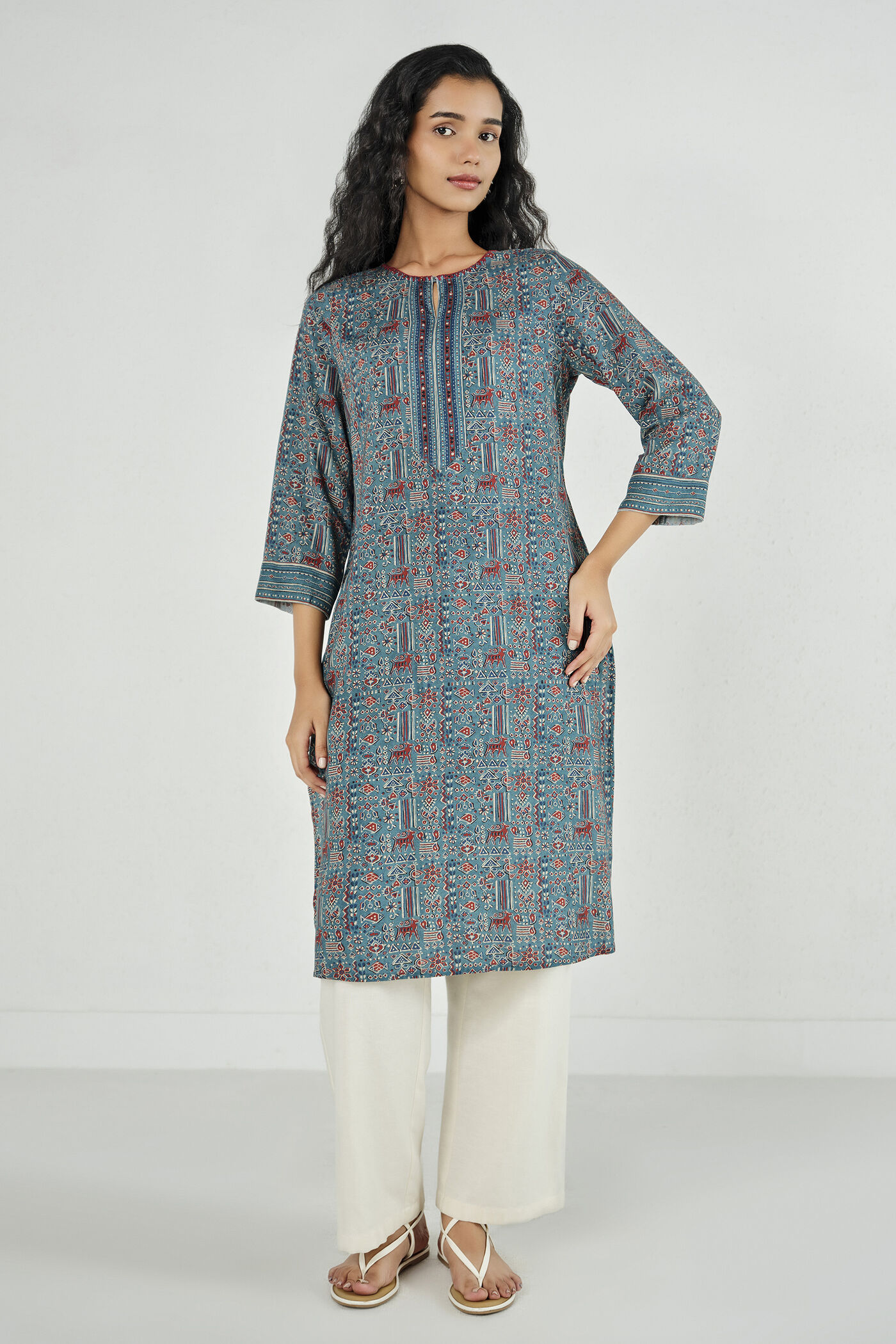 Pihu Blue Straight Kurta
